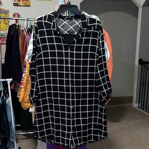 Doe & Rae Monochrome Plaid Shirt Dress